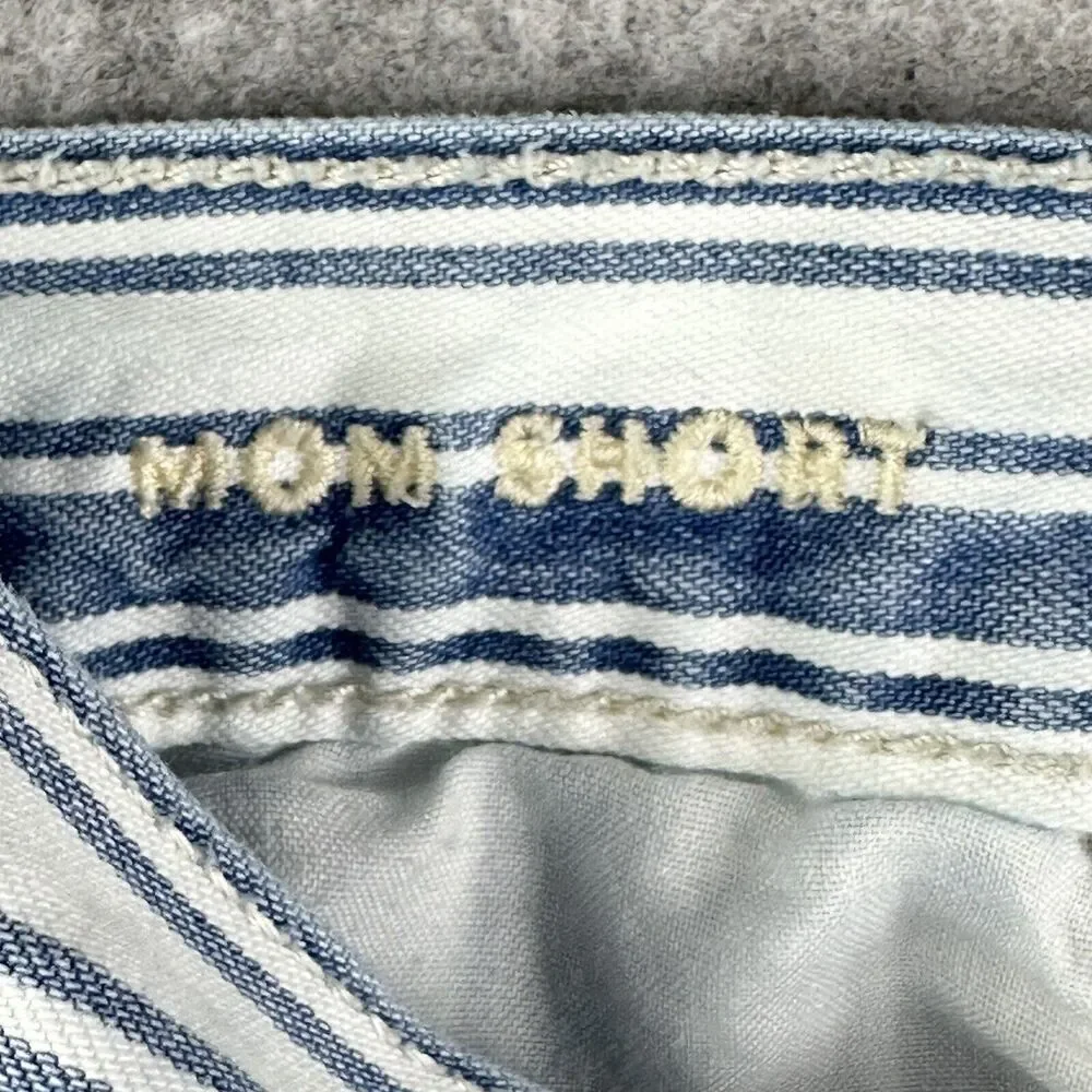 American Eagle Mom Jean Shorts Womens 0 Blue White Striped Casual Cotton Denim*